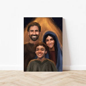 The Holy Family Painting, Catholic card, Printable Art, Digital Download, Jesus, Mary, Joseph