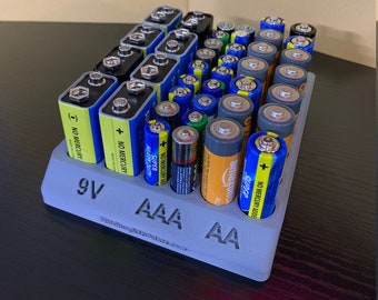 Battery Organizer Tray (9V/AAA/AA) Tons of Colors!