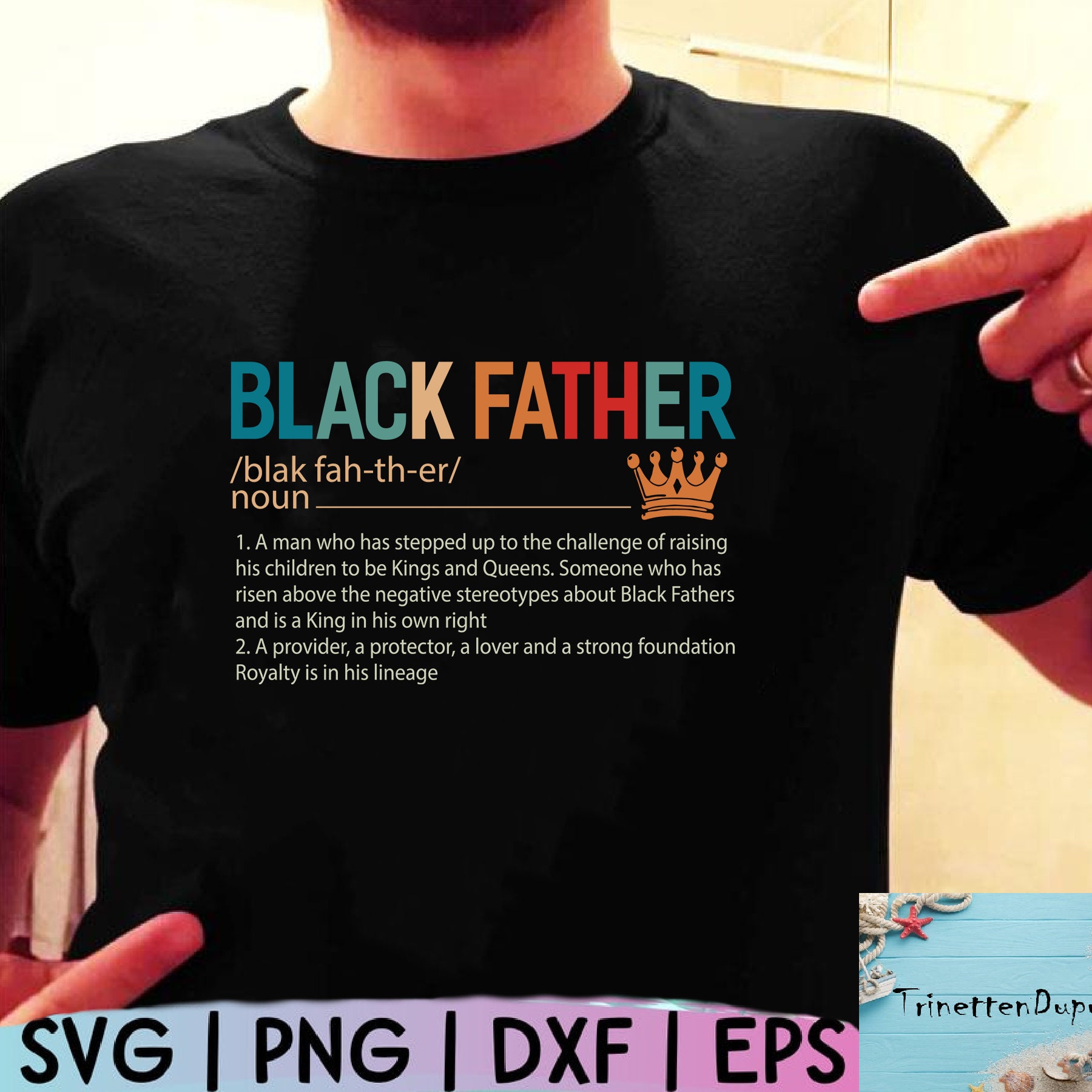 Download Mens Proud Black Father Definition Black Father Noun King Etsy