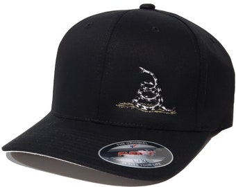 Gadsden Flag Snake Embroidered Cap, Subdued Colors, FLEXFIT Hat 5001