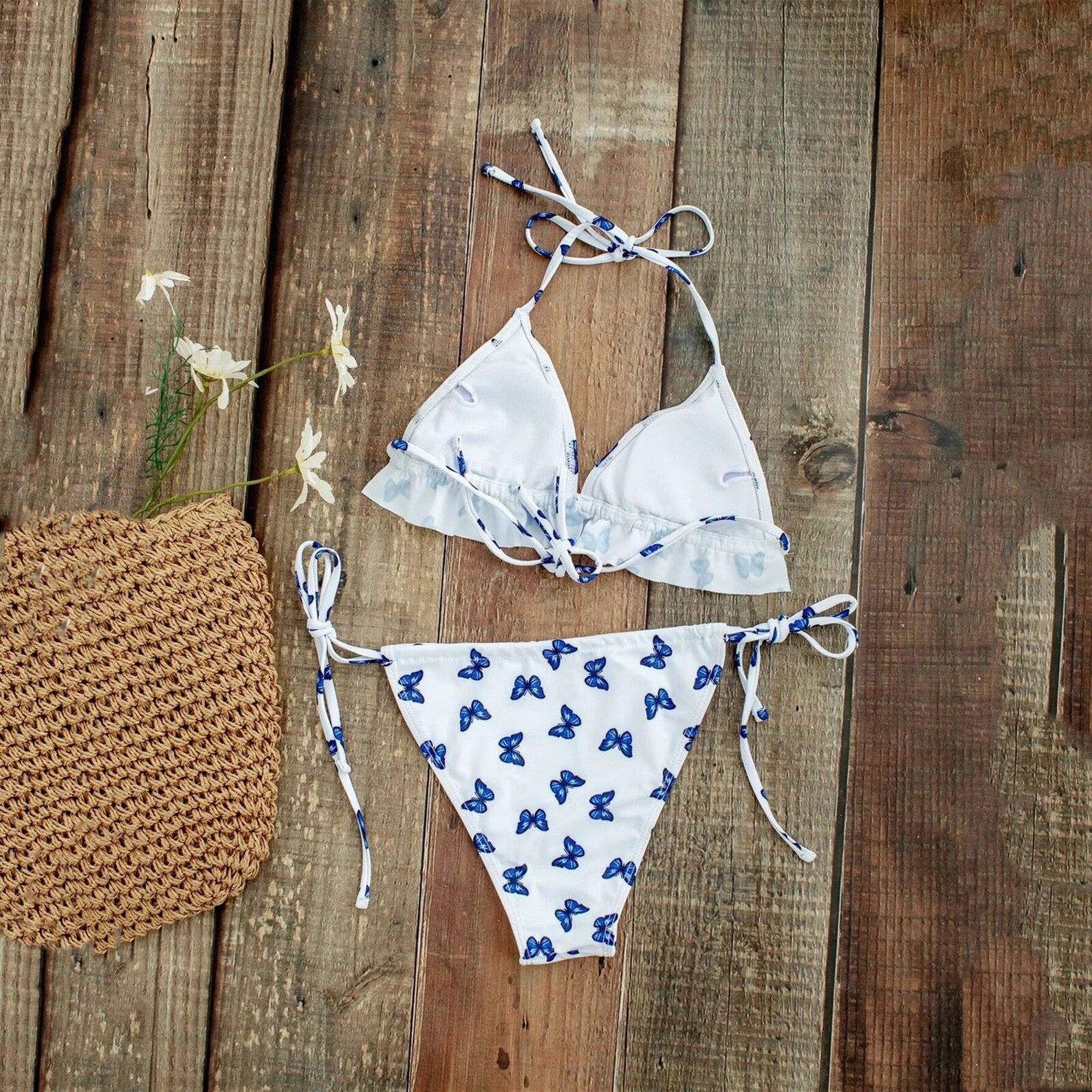 Swimsuit Women Bathing Suit Two Piece Butterfly Print Split Etsy