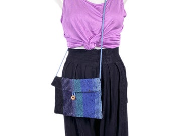 Handgeweven Crossbody Bag The Dancing Blanket, Blue Colorblock Kleine Tas