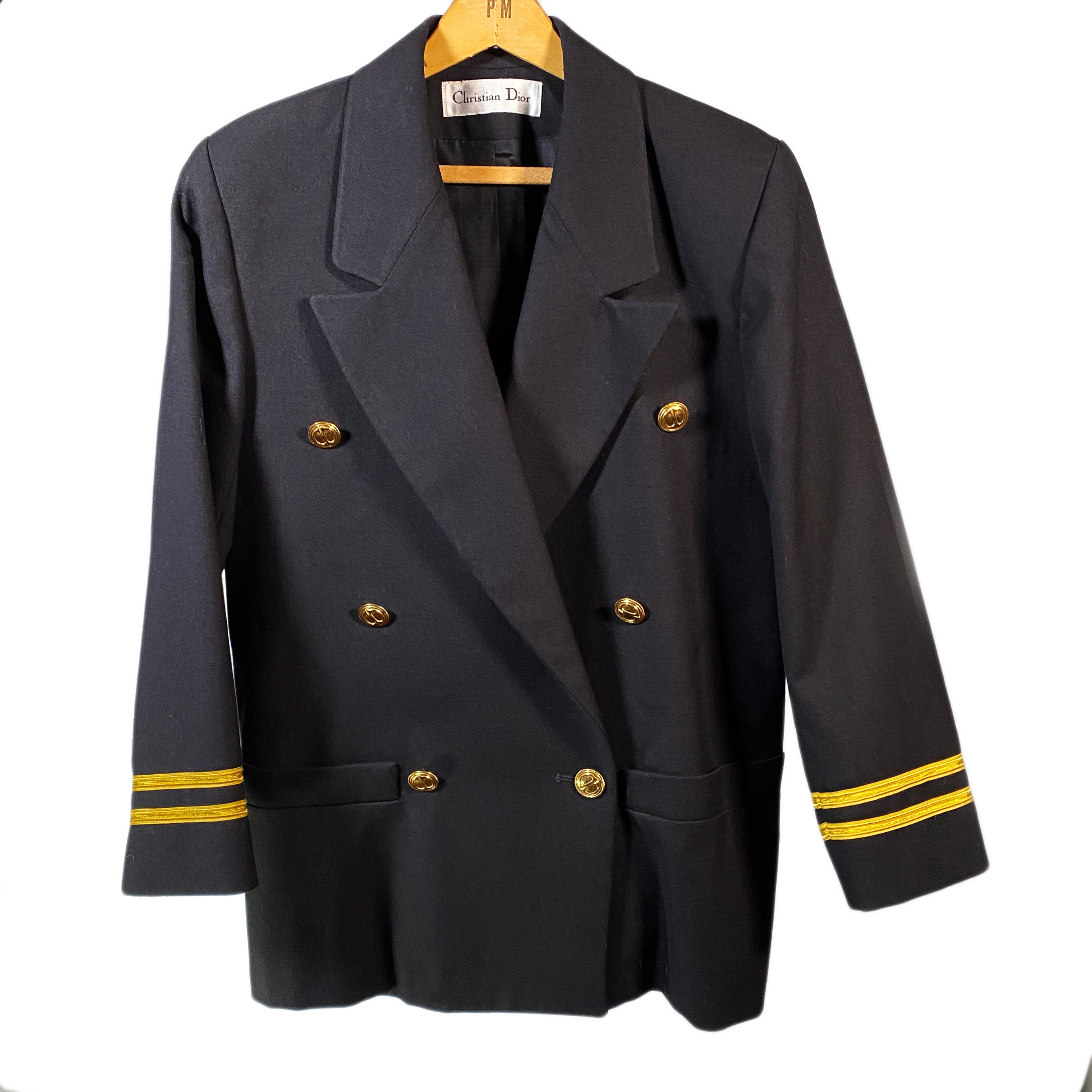Vintage Christian DIOR Navy Blue Sailor Jacket Double Breasted 