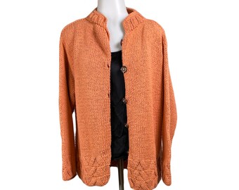 Vintage RICO Coral Chunky Knit Cardigan, Small