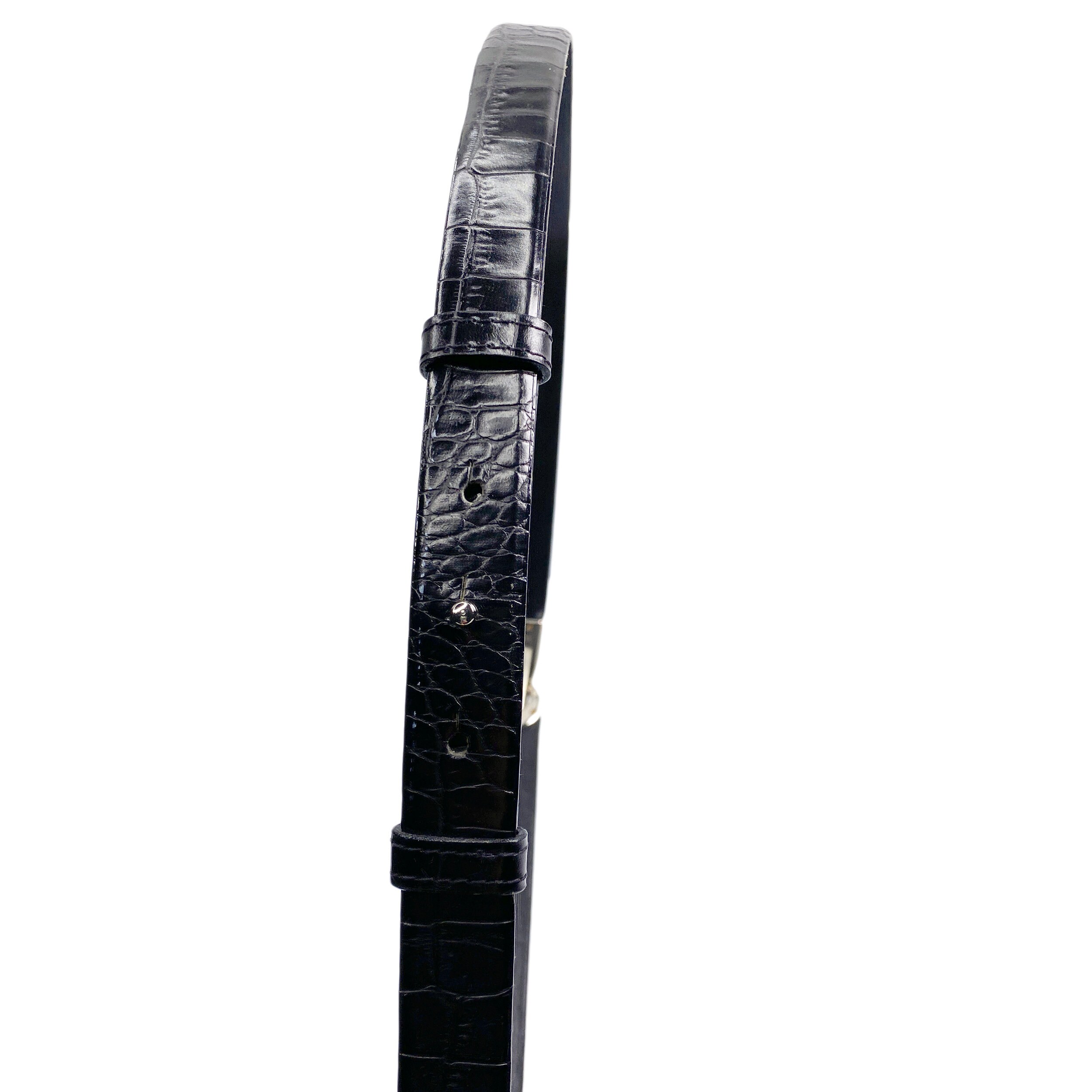 Sandy Duftler Designs Belt Black Crocodile Leather Silver  display picture 2