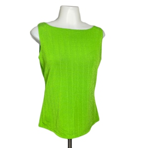 Vintage French Atmosphere Lime Green Sleeveless Shell Top