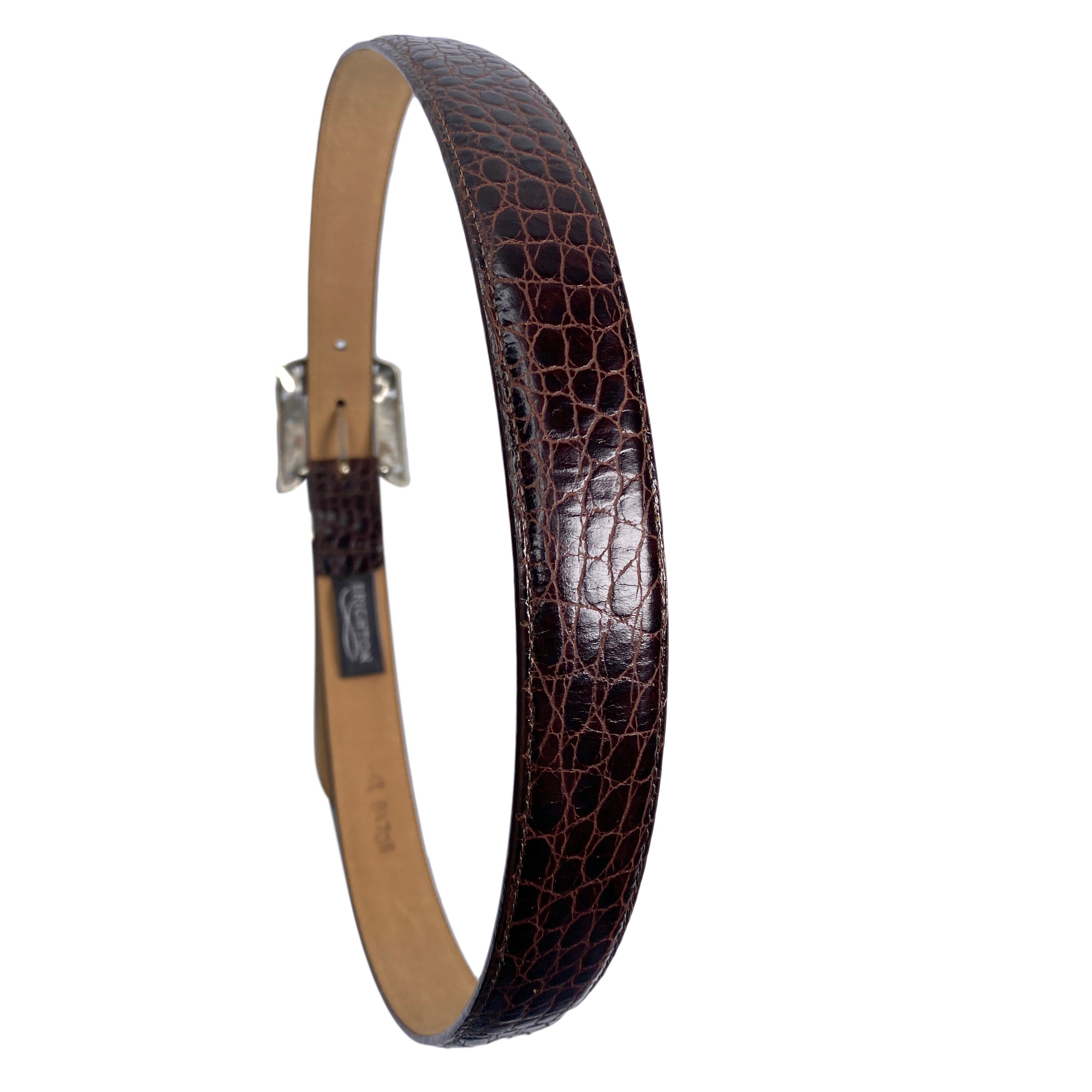 Vintage 90s Brighton Leather Belt Brown Crocodile, L / 34 - Etsy display picture 1