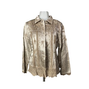 Vintage 90&#39;s Flashback Beige Embroidered Jacket, Large