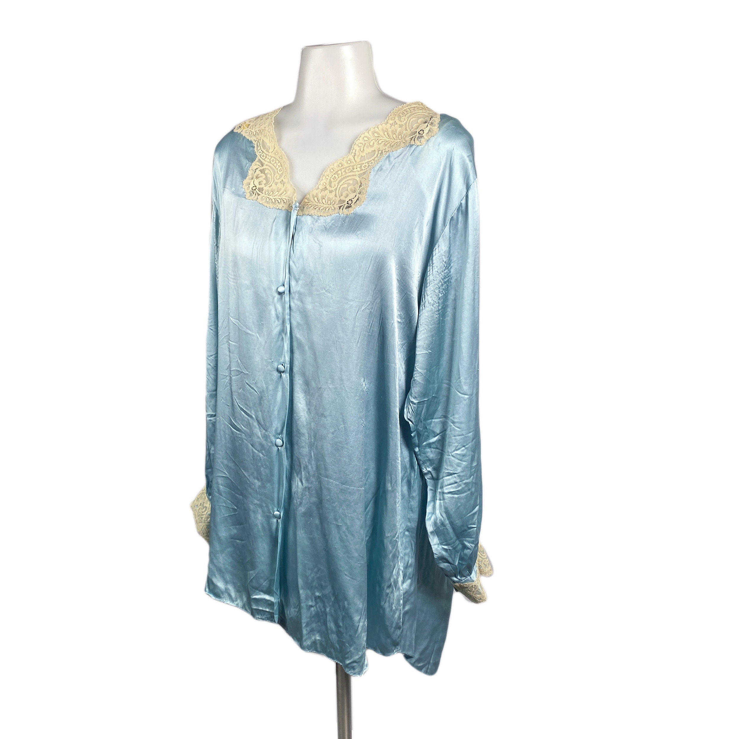 Button front silk sleepshirt hotsell
