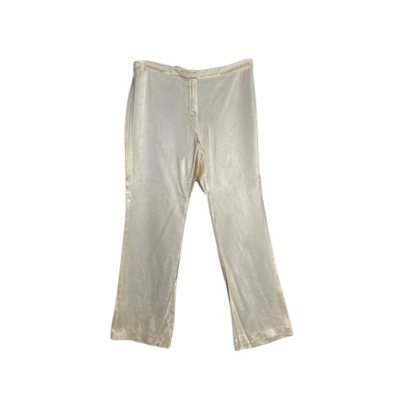 Valentino, Vintage Valentino Spa Pants Ivory Silk Slacks Dress Trousers Made in Italy, Size 12