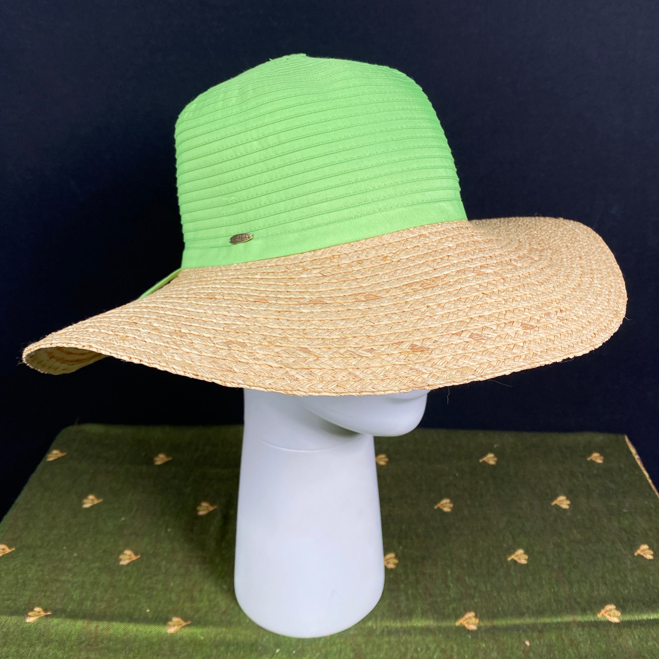 Scala Wide Brim Straw Sun Hat with Olive Crown Scala Straw Casual Hats for Women for sale | eBay main image 3