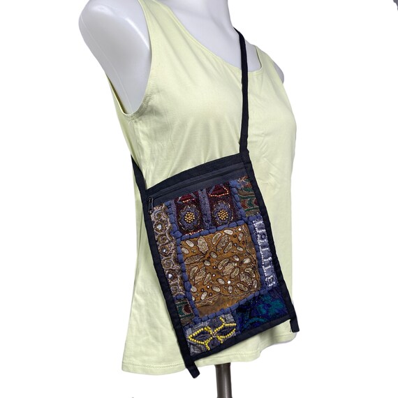 Vintage Embroidered Patchwork Crossbody Purse - image 4