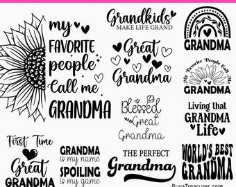 Paquete de SVG de abuela, SVG de abuela PNG, SVG de abuela, SVG de niñera, SVG de abuela bendecida, SVG de la mejor abuela, SVG de abuela, SVG de Mimi, SVG de Gigi