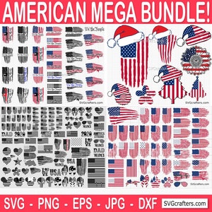 MEGA Bundle per design americani, bandiera in difficoltà SVG, bandiera americana SVG, 4 luglio SVG, 4 luglio SVG, bandiera grunge SVG, patriottico SVG