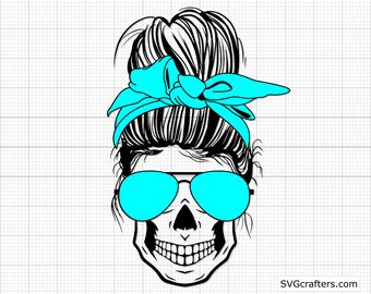 Download Messy Bun Skull Svg Etsy