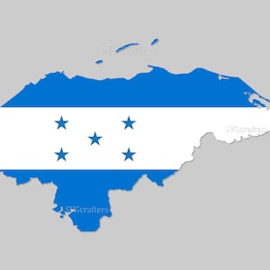 Mapa de la bandera de Honduras Svg Png, bandera de Honduras svg, vector de la bandera de Honduras, banderas de países svg, svg patriótico - Archivo imprimible, Cricut y Silhouette