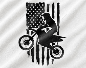 Motocross American Flag SVG, Dirt Bike Rider Design, Patriotic Racing Graphic, Off Road Motorcycle Artwork, Biker Gift Idea