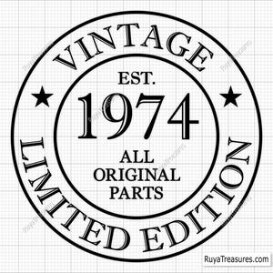 51e verjaardag Svg Png, 51e Svg, Aged to Perfection Svg, 51 and Fabulous Svg, Vintage 1974 Svg - afdrukbaar, Cricut & Silhouette Cut-bestand