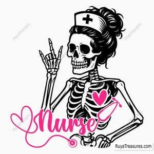 Skeleton Nurse Svg, Funny Nurse Halloween Svg, Skull Nurse Clipart ...