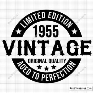 70e verjaardag Svg Png, 70e Svg, Aged to Perfection Svg, 70 and Fabulous Svg, Vintage 1955 Svg - afdrukbare, Cricut & Silhouette Cut-bestanden