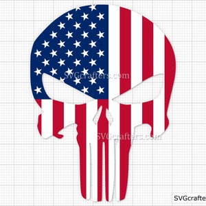 American Punisher Flag svg, Punisher svg, Punisher skull svg, skull svg, sugar skull svg, the punisher svg - Printable, Cricut & Silhouette