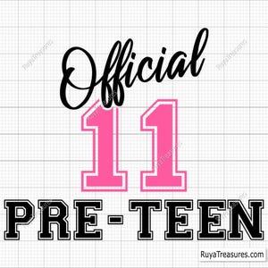 11º aniversário Svg, oficial 11 pré-adolescentes Svg, meu 11º aniversário Svg, onze aniversários Svg, feliz aniversário Svg - imprimível, Cricut e Silhouette