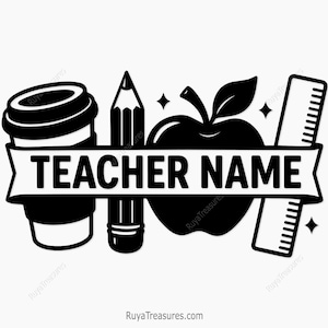 Nome personalizado para professor em SVG, Professor personalizado em SVG, Apple Pencil em SVG para professor, Volta às aulas em SVG, Presente para professor em SVG, Sala de aula em SVG