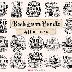 Book Lover Svg Bundle, Reading Svg, Bookish Svg, Books And Coffee Svg, Librarian Svg, Teacher Reading Svg, Bookworm Svg, Reading Quotes Svg