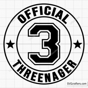 Official Threenager Svg, Three Est 2020 Svg, 3rd Birthday Svg, Boys Birthday Shirt Svg, Third Svg, 3rd Birthday Boy Svg, Three Year Old Svg