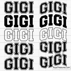 Gigi Varsity Svg Png, Gigi Varsity gebogen Svg, Gigi Varsity Letters Svg, Gigi Varsity lettertype Svg, Gigi est Svg, Gigi Lightning Svg Varsity Svg