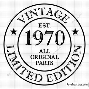 55th Birthday Svg Png, 55th Svg, Aged to Perfection Svg, 55 and Fabulous Svg, Vintage 1970 Svg - Printable, Cricut & Silhouette Cut File