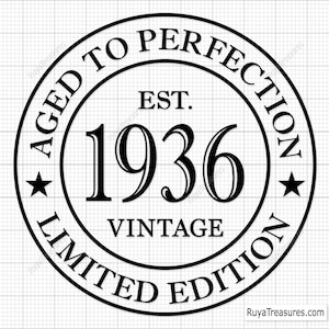 90th Birthday Svg Png, 90th Svg, Aged to Perfection Svg, 90 and Fabulous Svg, Vintage 1936 Svg - Printable, Cricut & Silhouette Cut File