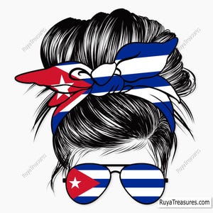 Cuba Messy Bun Hair Momlife Png, Cuban Flag Png, Cuban Png, Cuba Png, Patriotic Svg, Latino Png - Clipart, Printable, Sublimation File