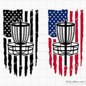 Bandera estadounidense de Disc Golf SVG, bandera desgastada de Disc Golf SVG, golfista de disco SVG, golfista de disco DXF, palo de golf SVG - Imprimible, Cricut y Silhouette