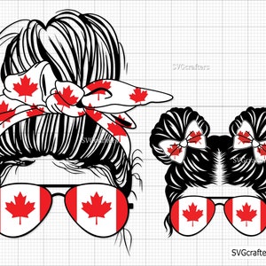 Canada Momlife svg, Canada Messy Bun svg, Canada Mom svg, Canadian Woman svg, Flag of Canada svg - Printable, Cricut & Silhouette cut files