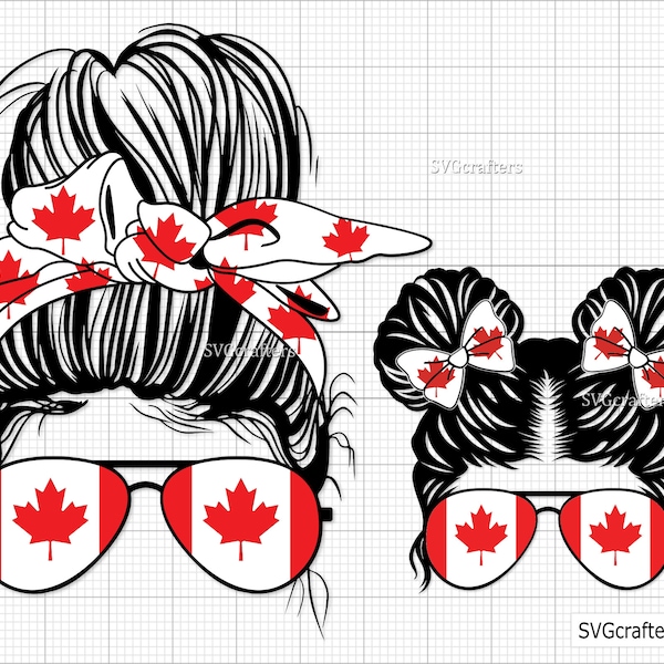 Canada Momlife svg, Canada Messy Bun svg, Canada Mom svg, Canadian Woman svg, Flag of Canada svg - Printable, Cricut & Silhouette cut files