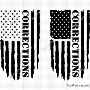 Corrections Flag Svg Png, Thin Silver Line Flag Svg, Correctional Officer Svg, Corrections Svg, Prison Guard Svg, Law Enforcement Svg
