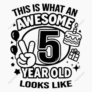 Svg 5e anniversaire, Voici à quoi ressemble un enfant génial de 5 ans, Svg anniversaire garçon, Svg ballon gâteau fête d'enfants, Svg tenue d'anniversaire