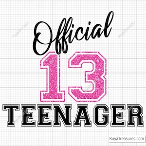 13 offizielle Geburtstags-Svg, Warnung offizielle Teenager-Svg, 13