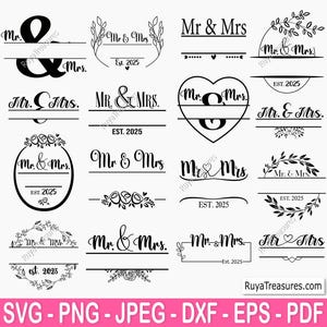 Sr. e Sra. Svg Png, Marido e Esposa 2025 Svg, Recém-casados Svg, Noiva e Noivo Svg, Casamento Svg, Marido e Esposa Svg, Aniversário Svg
