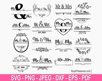 Mr and Mrs Svg Png, Hubby and Wifey 2025 Svg, Just Married Svg, Bride and Groom Svg, Wedding Svg, Husband and Wife Svg, Anniversary Svg