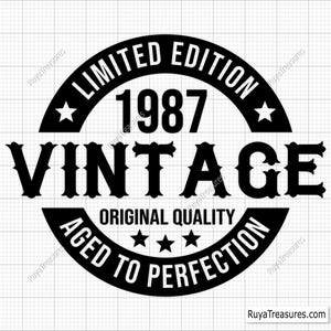 39.º cumpleaños SVG PNG, 39.º SVG, Envejecido a la perfección SVG, 39 y fabuloso SVG, Vintage 1987 SVG - Archivos de corte imprimibles, de Cricut y Silhouette