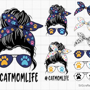 Chat Momlife Svg, Svg chat, fourrure maman, Clipart chat, Svg animal de compagnie, Svg empreinte de patte, Svg drôle de chat, Svg pour amoureux des chats, chat mignon Png, Design pour amoureux des animaux de compagnie