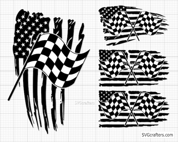 レース用アメリカ国旗 SVG、レース用 USA 国旗 SVG、アメリカ国旗付き