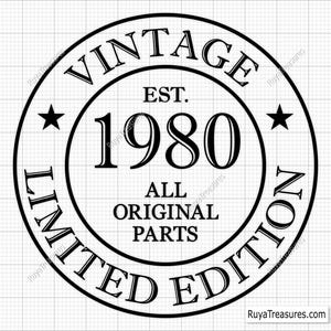 45e verjaardag Svg Png, 45e Svg, Aged to Perfection Svg, 45 and Fabulous Svg, Vintage 1980 Svg - afdrukbaar, Cricut & Silhouette Cut-bestand