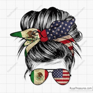 Mexique Usa Messy Bun Png, Messy Bun drapeau mexicain Png, Png mexicain, drapeau du Mexique, espagnol Png, Usa Png - Clipart, imprimable, fichier par sublimation