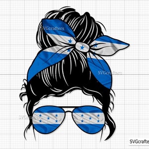 Honduras Messy Bun PNG, Honduras Flag Png, Honduras flag svg, Honduras flag clipart, Country Flags svg- Clipart, Printable, Sublimation file