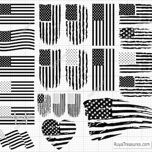 Distressed American Flag SVG Bundle: Patriotic Design Files (Digital Download)