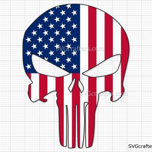 American Punisher Flag svg, Punisher svg, Punisher skull svg, skull svg, sugar skull svg, the punisher svg - Printable, Cricut & Silhouette