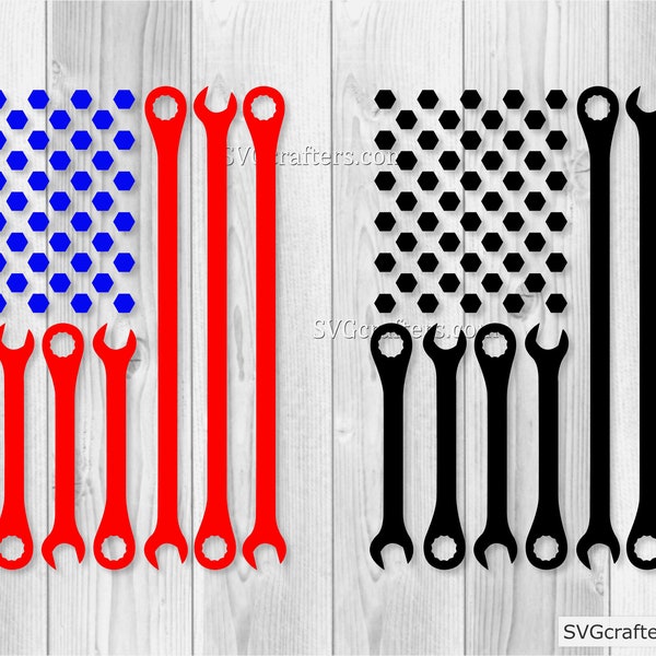 Wrench Flag svg, Mechanic svg, mechanic clipart, mechanic shirt, wrench svg,  dad svg, mechanic shirt svg - Printable, Cricut & Silhouette